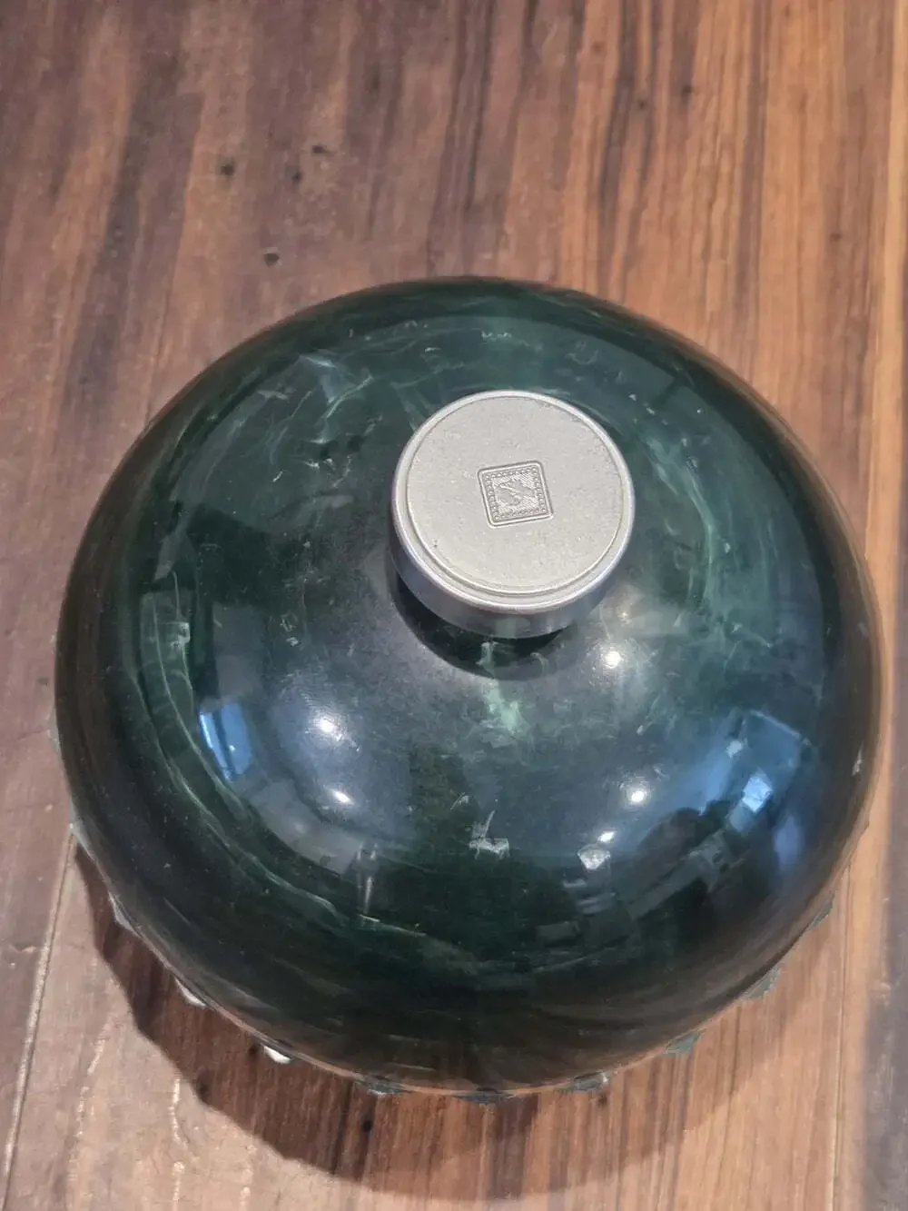 Vintage Revlon Moon Drops Powder Jar Green Lucite Vanity Container Empty
